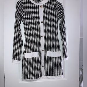 Houndstooth dress long sleeve dress